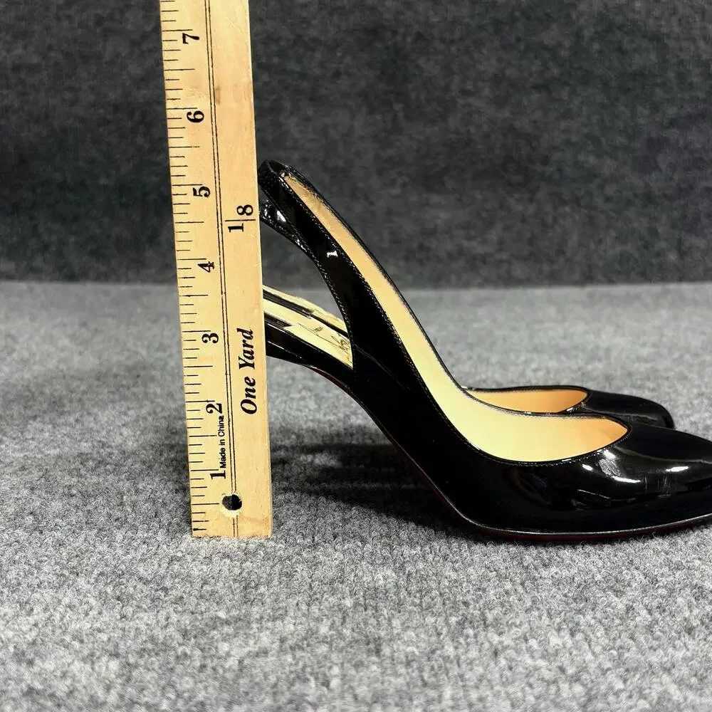 Christian Louboutin Shoes Womens 6 EU 36 Black Fifi Patent Slingback Heels Italy